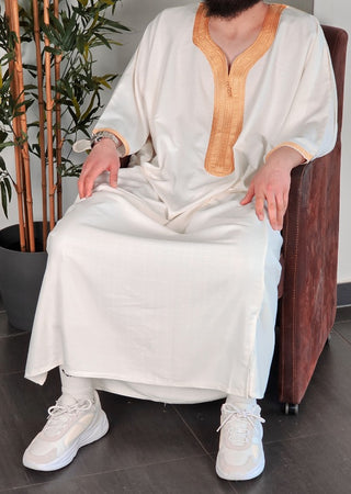Marokkaanse Kandora 'Nador' White & Gold van Rafiq