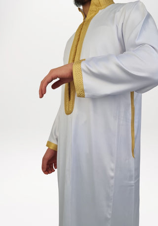 Marokkaanse Kaftan 'Meknes' Wit/Goud van Rafiq