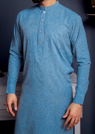 Salwar Kameez 'Classy' Blauw van Bin Rizwan